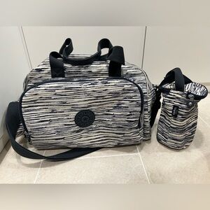 Kipling new diaper bag Black and White Patterned Duffel Bag
